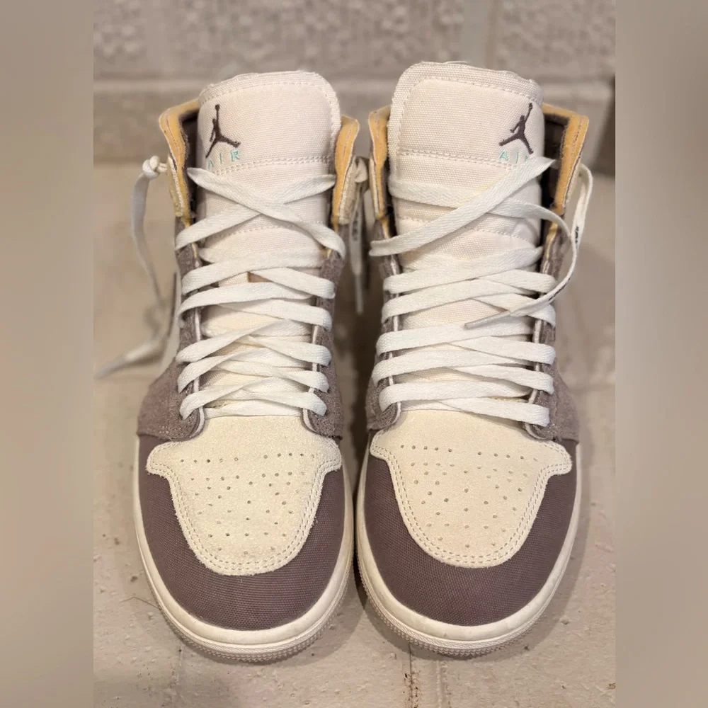 Jordan High-Top Sneakers in Cream, Brown & Yellow